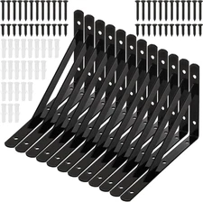 12 Pack Heavy Duty Shelf Brackets, 8 in x 5 in Wall Mount Steel L Shelf Bracket,