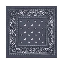  BRAND NEW 6 - Pack Gray/Blue Paisley Fashion Bandanas 100 Cotton NWOT