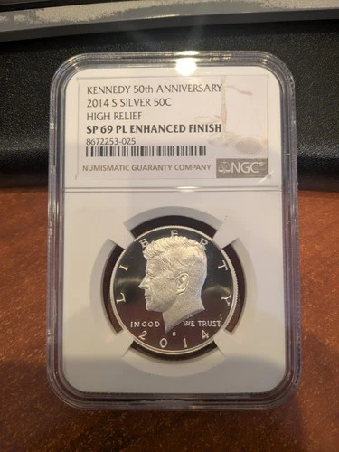 Kennedy 50Th Anniversary 2014 S Silver $.50 High Relief NGC SP69 Enhanced Finish