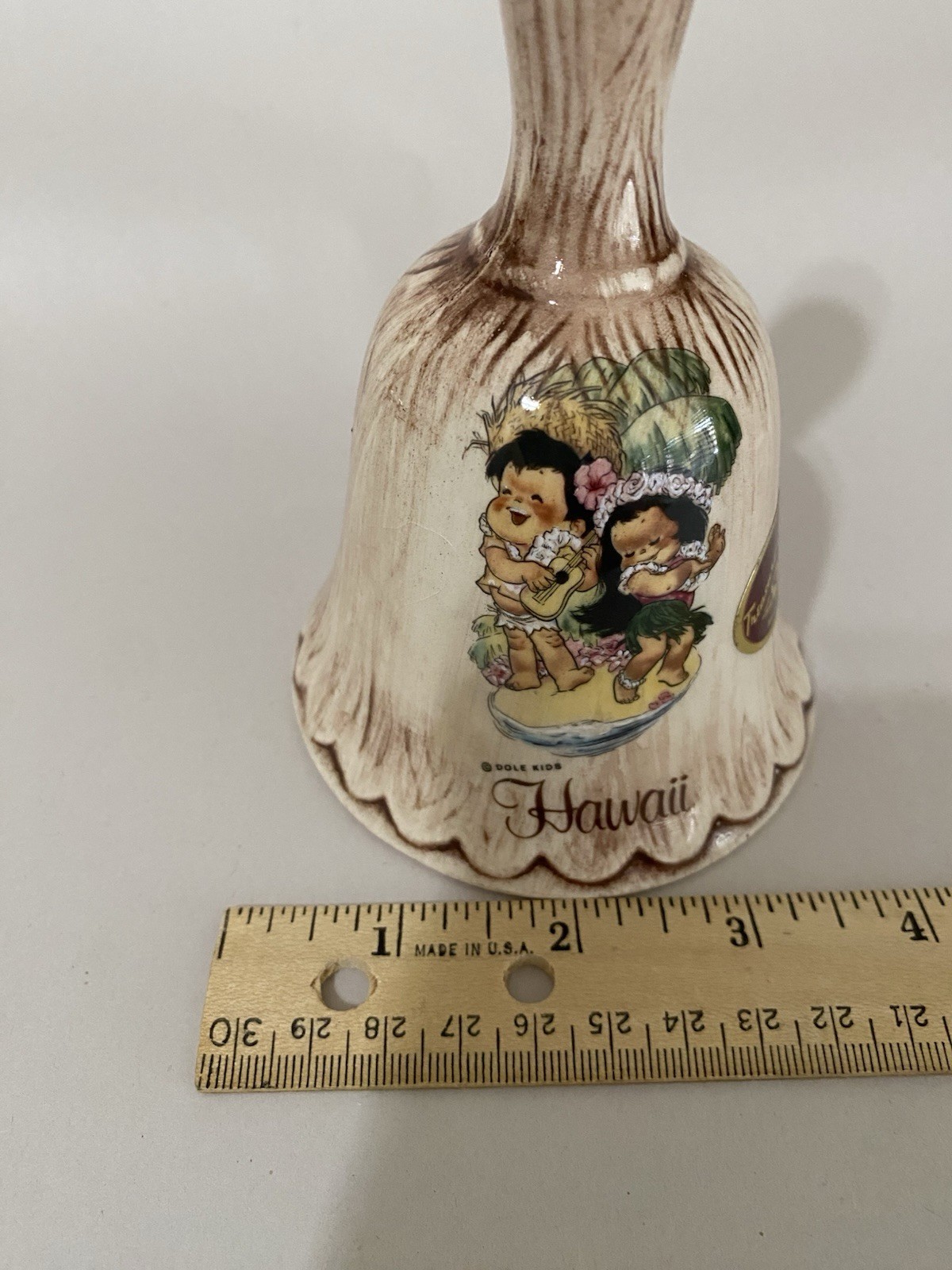 Treasure Craft USA Vintage MCM Ceramic Dole Kids Hawaii Collectible Bell