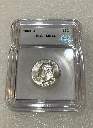 1964 D US Mint Bicentennial Silver Quarter ICG MS 66 ~~ NICE ~~