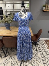 RIXO Tara  Daisy Long Tiered Dress With Short Puff Sleeves Size Xxs