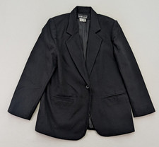 Sag Harbor Women's Blazer Jacket Size 12 Black 100 Wool Vintage Classic