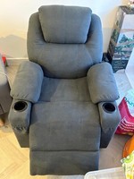 Electric Recliner Chair Massage Heating Armchair Sofa with Cup Holder Black