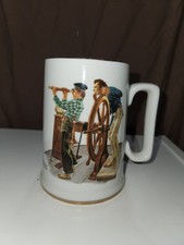 Vintage River Pilot Mug Porcelain Tankard Norman Rockwell's Seafarers Collection