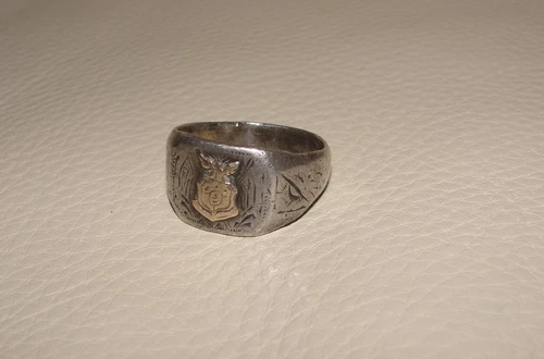 Mens Vintage US Navy Signet Marine Military Estate Size 10 Silver Ring 9.1 grams