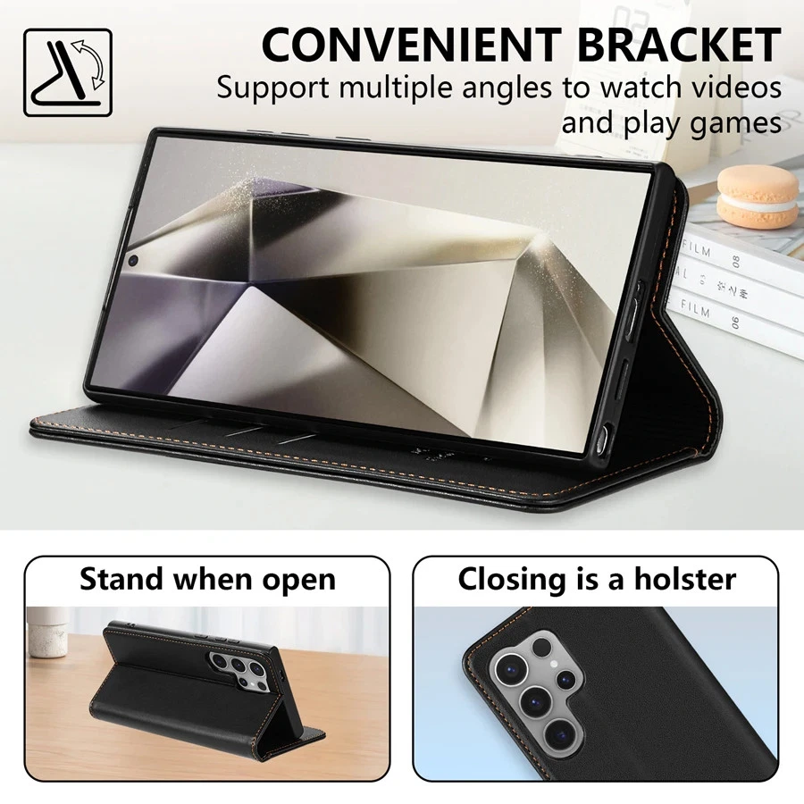 Magnetic Flip Wallet PU Leather Phone Case Compatible with Samsung Galaxy S25 S2 - Image 3 of 4