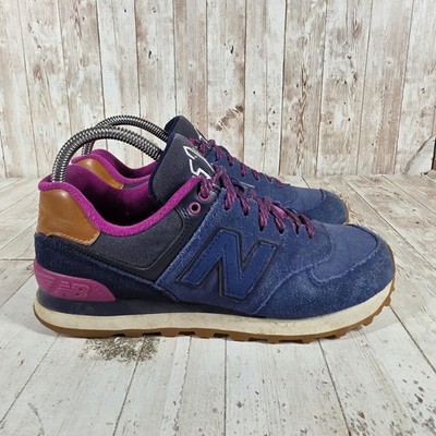 New Balance 574 Womens Navy Blue Magenta Suede Sneakers WL574AMA Size 7.5