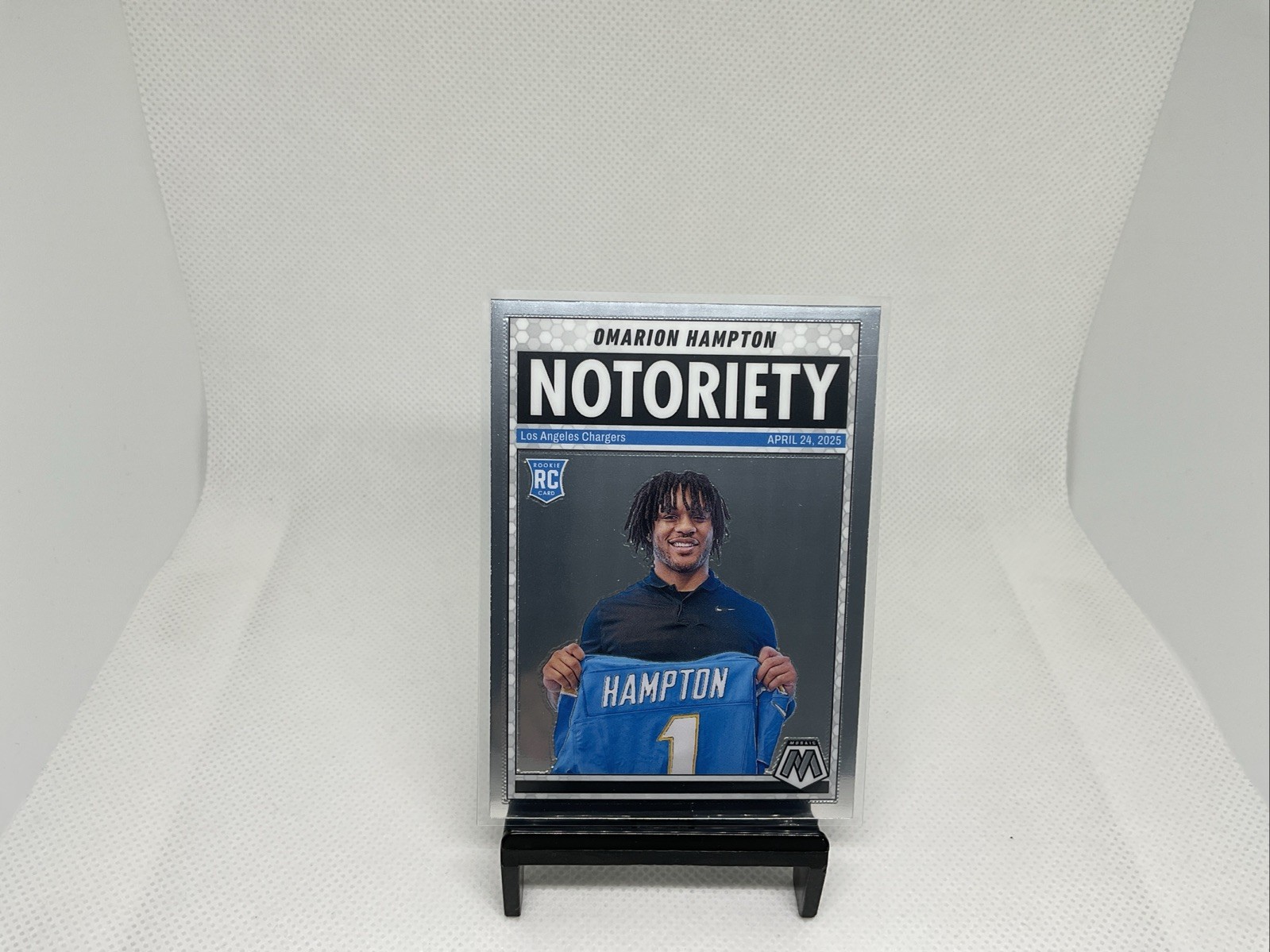 2025 Panini Mosaic OMARION HAMPTON #20 Rookie Notoriety RC Los Angeles Chargers