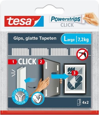 Tesa Powerstrips CLICK - Klett-Klebepads zum An- und Abklicken von Bilderrahmen