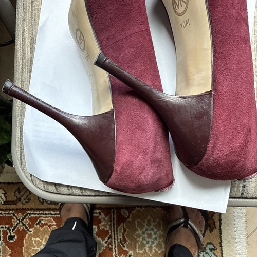 Michael Kors - Flex Pump Suede Leather Heel Burgundy Wine 10 M Burgundy/Wine - Picture 8 of 13