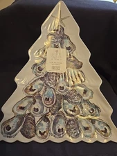 Sigrid Olsen home mmelamine oyster Christmas tree platter 15" tall