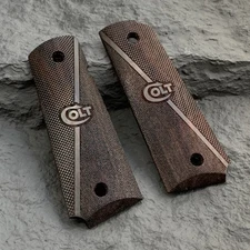 1911 Full Size Colt Logo Engraved Ebony Grips with Full Textured Non-Slip Design
