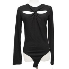 New ASTR the Label Black Long Sleeve Bodysuit With Cutouts Size Medium
