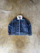 Vtg 80 s LEVIS Men s Sherpa Lined Jacket San Francisco Dark Blue Denim Coat Sz L