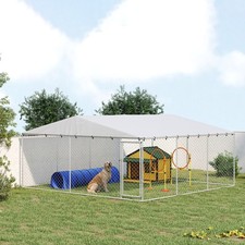 PawHut 15' x 15' x 7' Dog Kennel Outdoor w/ Wateproof Roof