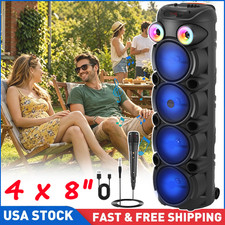 10000W Quad 8" Subwoofer Portable Bluetooth Party Speaker With Mic Remote Light