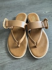 Italian Shoemakers Size 7 Tan Wedge Comfort Sandals Made In Italy