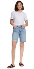 Current/Elliott The Phoenix Bermuda Shorts Frayed Hem Womens Size 25