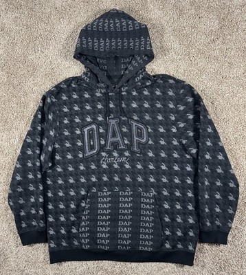 DAP x GAP Hoodie Dapper Dan Mens Size XL Black Houndstooth Sweatshirt Streetwear
