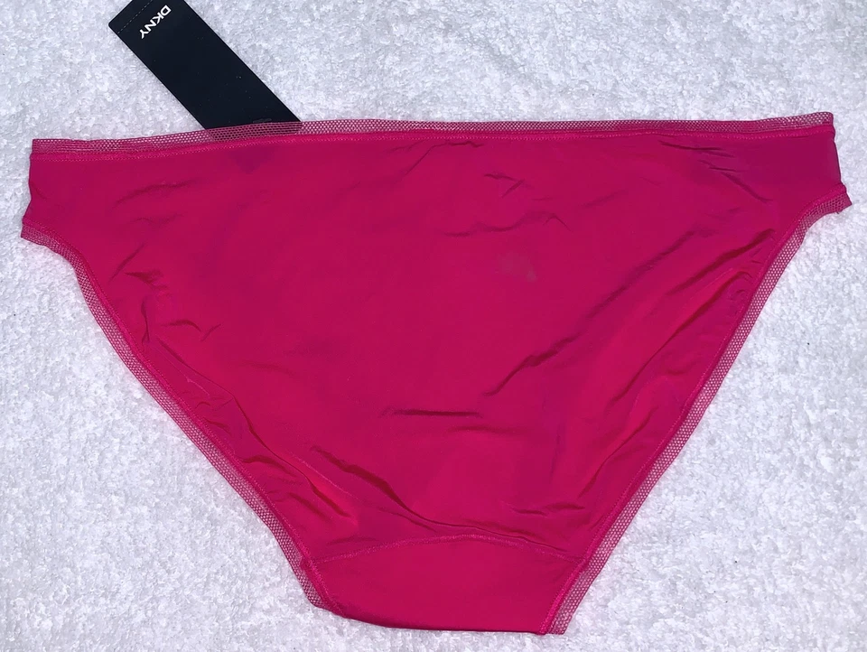 Panty de bikini DKNY Litewear tiro bajo micro malla ribete fucsia para mujer XL 8 DK5002 Foto 3 de 4
