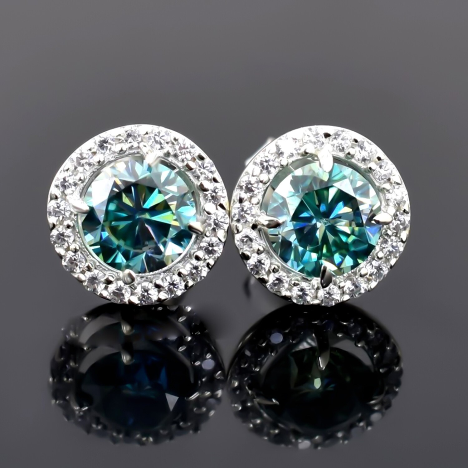 2.00 Ct Certified Blue Diamond Solitaire Studs in 925 Sterling Silver For Gift