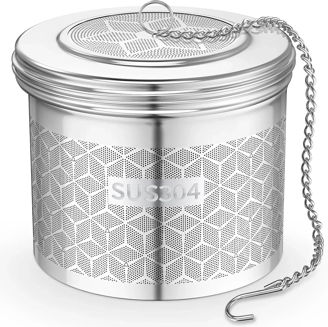 Large Tea Infuser Strainer – 304 Stainless Steel w/ Long Chain & Threaded Lid
Opens in a new window