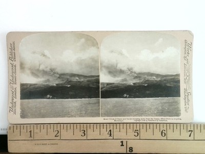 Mount Pelée Eruption Stereoview Underwood & Underwood 1902 Caribbean