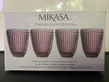 Mikasa Amethyst Double Old Fashion Glasses Italian Countryside Collection Set 4