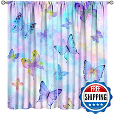 Senruegt Dream Butterfly Curtainpurple Ink Painting Butterflykids Girl Bedroom