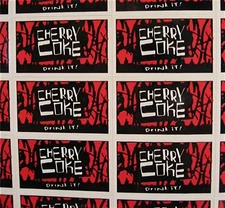 44 Cherry Coke Soda Stickers Coca Cola USA Adv Sheet