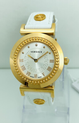 【国内即納】VERSACE ヴァニティ P5Q80D001S001 腕時計 Versace Women IPRG 4N Vanity P5Q80D001S001 White Leather