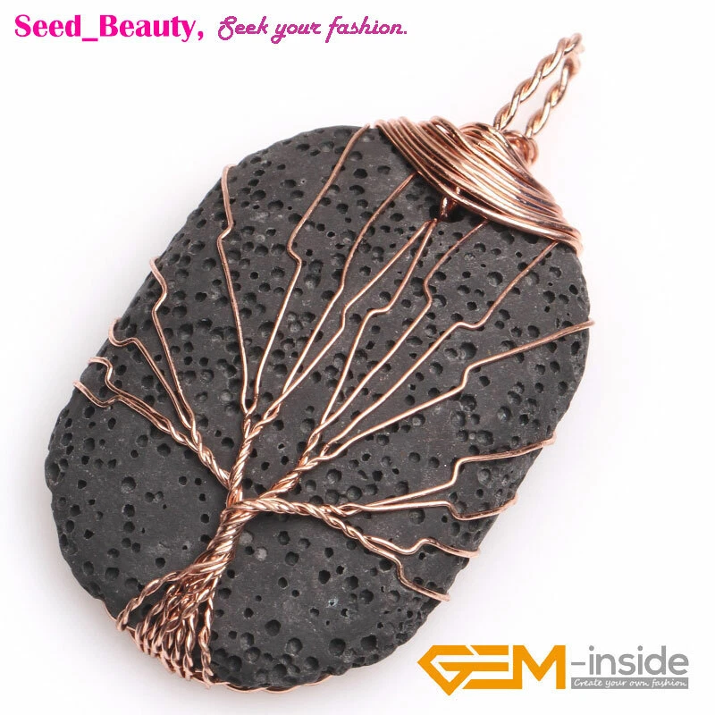 Collar colgante de cuero chakra oro rosa roca lava color surtido regalo Foto 4 de 4