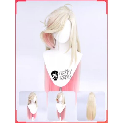 90CM Layered Orange Pink Straight Hair Zhang He Cos Wig