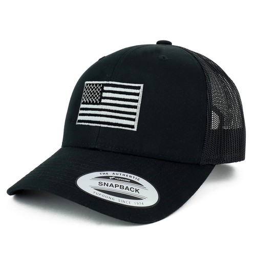Armycrew Oversize XXL American Flag Trucker Cap - Embroidered, Washed Cotton, Mesh Back, Adjustable Snap - View #14
