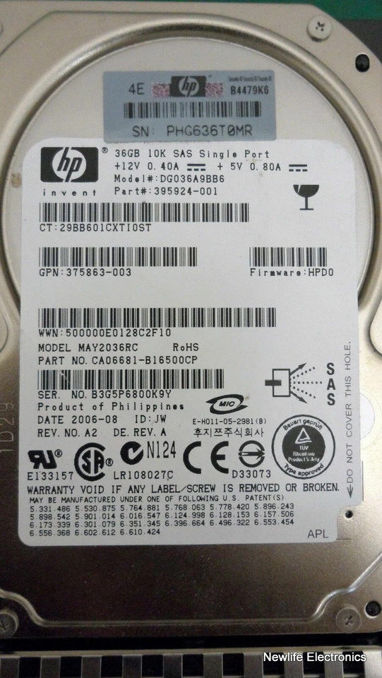 HP 376596-001 36GB 10,000 RPM 3 Gbps 2.5 in. SAS HDD 395924-001 - Image 4 of 4