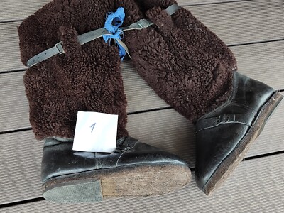 Winter Soviet Leather Boots Northern Pilot Natural Fur Унты