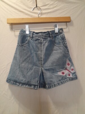 Girl Size 4T Old Navy Denim Skirt With Butterfly Embroidery