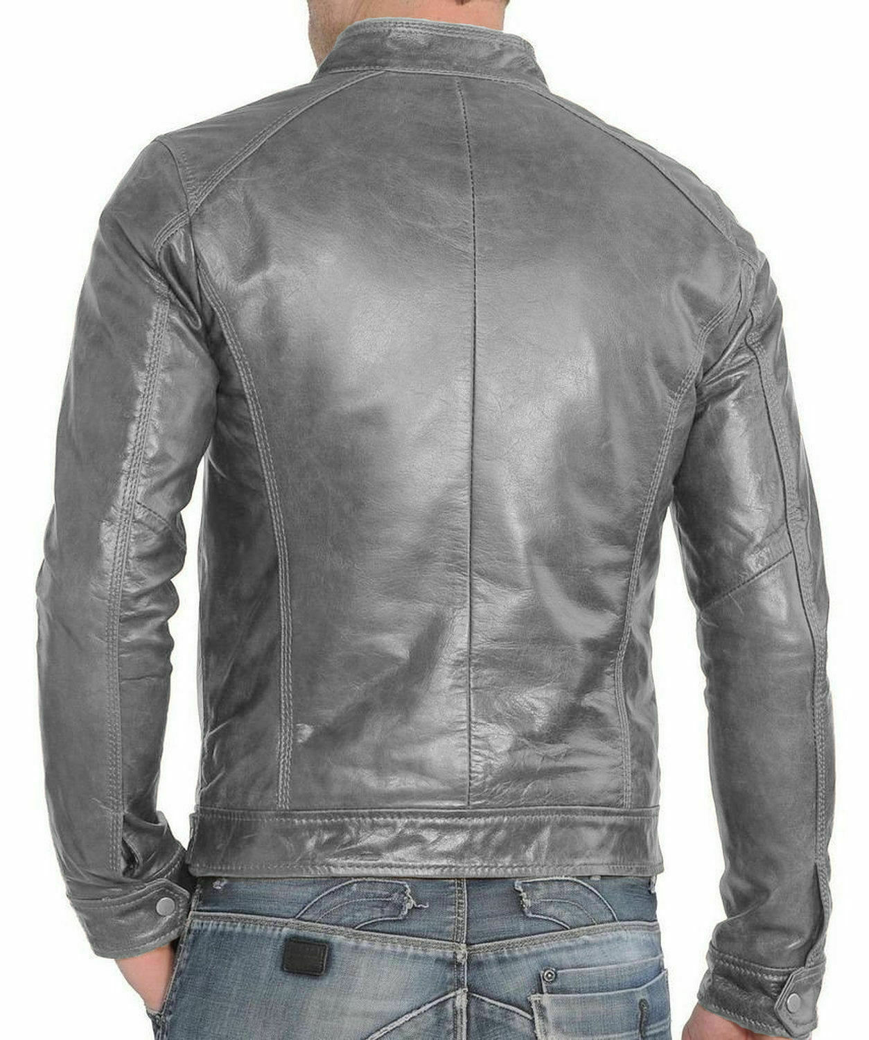 ALTRA Giubbotto uomo vera pelle di agnello slim fit biker bomber nero