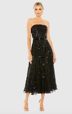 Mac Duggal 93898 Black Strapless Embellished A Ling Dress Size 8