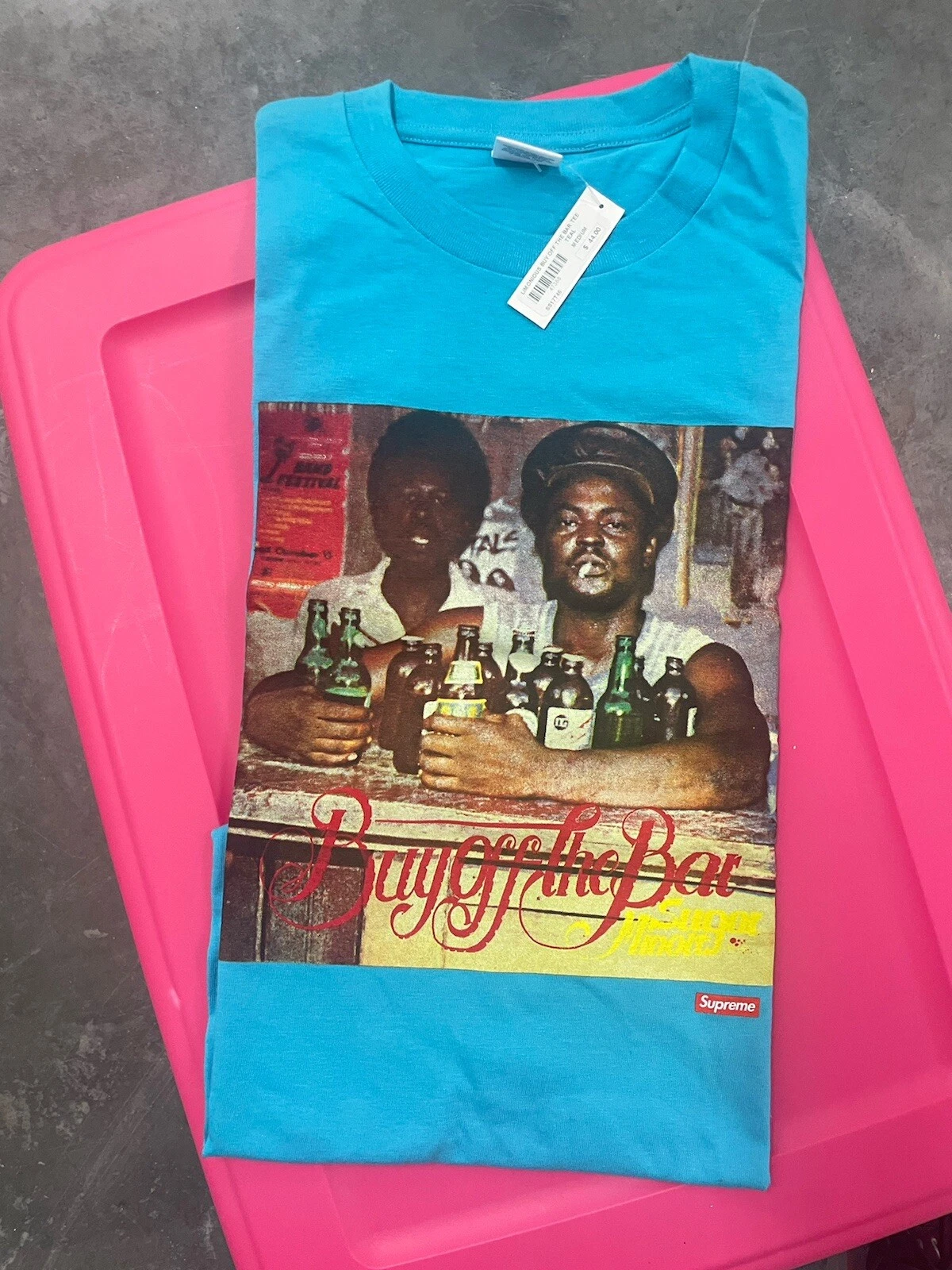 T shirt homme SUPREME NY Medium Limonius Buy Off The Bar sarcelle SS17 AUTHENTIQUE NEUF AVEC ÉTIQUETTE