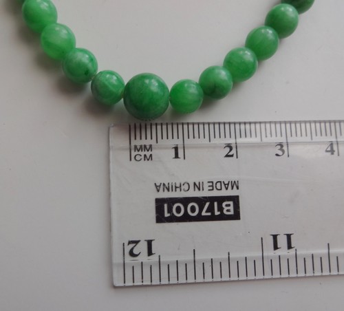 Vintage Asian Chinese Natural Grade A Apple Green Jade Stretch Bracelet - Picture 9 of 15