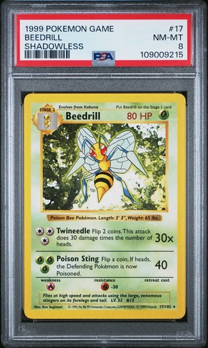 Beedrill (Shadowless) graded PSA 8 for sale on eBay
