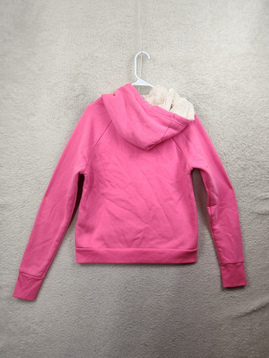 Bebe Women Sweatshirt Large Pink Cotton Blend Full Zip