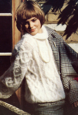 Strickanleitung Kopie 3999.  Damen Pullover mit Zopfmuster.  81-97 cm Brustumfang. Mohair
