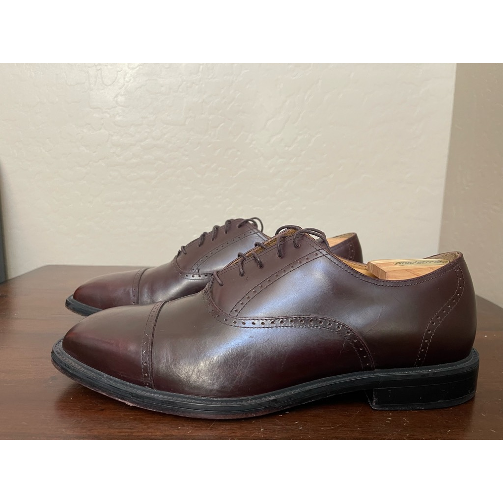 Rockport Mens Oxford Dress Shoes Brown Leather Cap Toe Lace  display picture 1