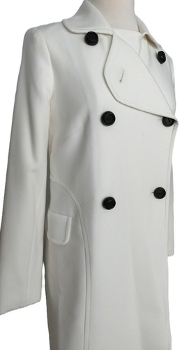 Cappotto doppiopetto primavera Shoshanna Off-White con bottoni neri taglia US 2 nuovo con etichette - Foto 2 di 15