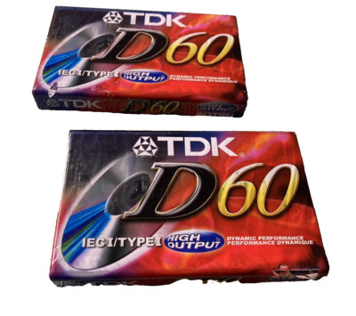2 NEW sealed High Output TDK D60 Blank Cassette Tapes NOS