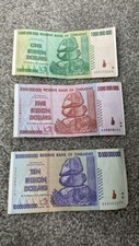 Zimbabwe Dollars: one billion,five billion & ten billion dollars(0ne of each)