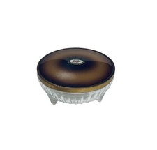 Vintage Glass Floral Metal Lid Vanity Decor Powder Box Trinket Box